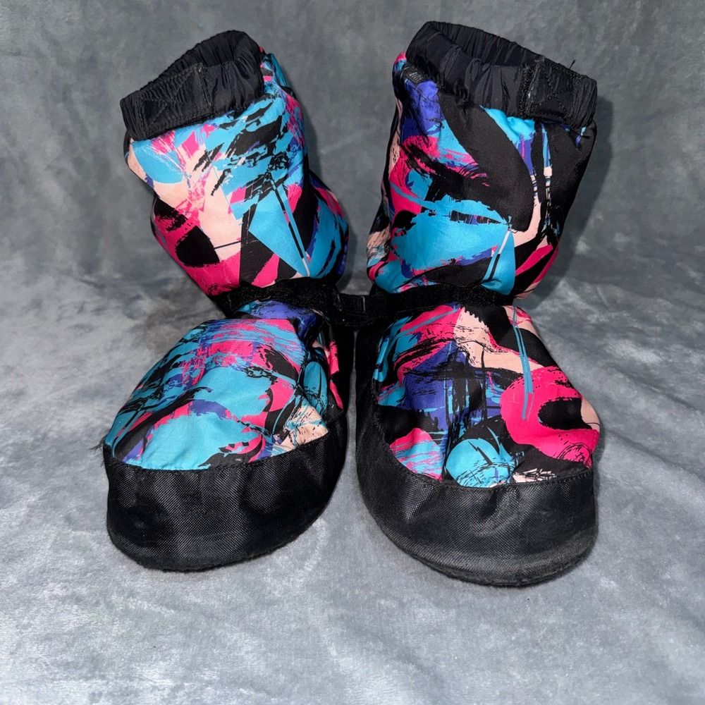 Bloch Unisex Irina & Max Warm Up Booties Medium Black Blue Pink Abstract Print